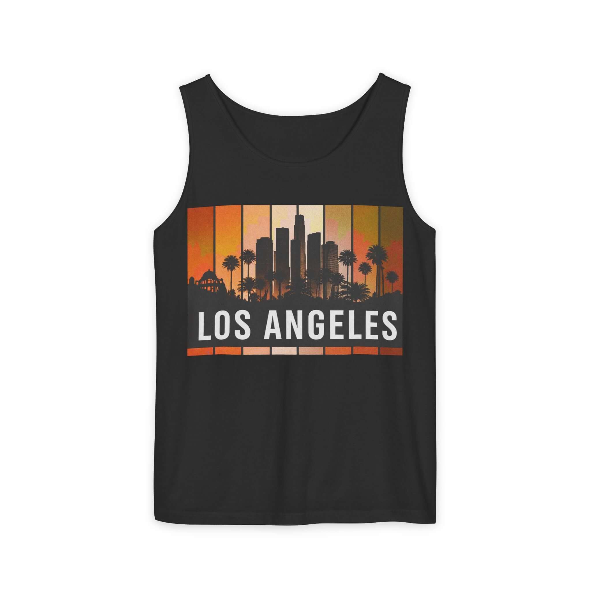 Los Angeles Skyline Retro Sunset tank top | LA city silhouette