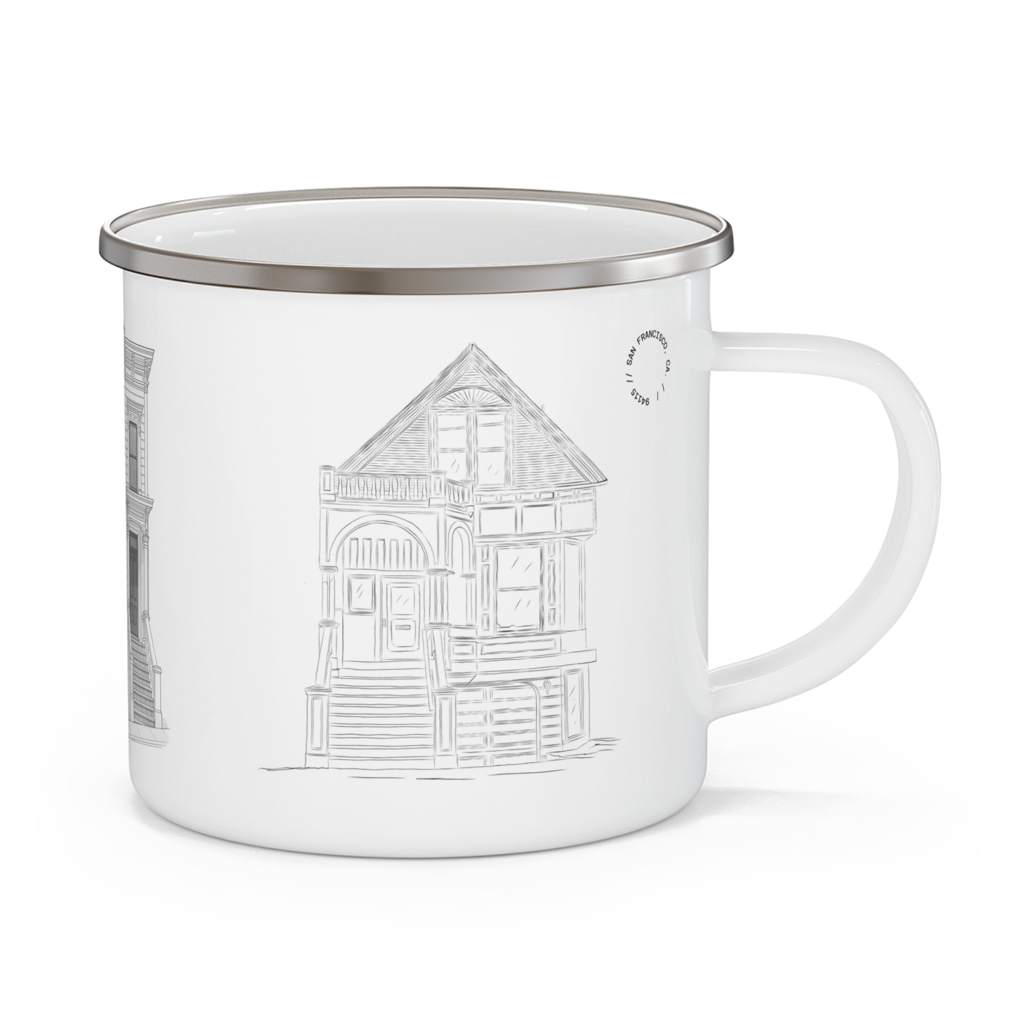 San Francisco Architecture Enamel Mug – Iconic Houses Travel Coffee Cup