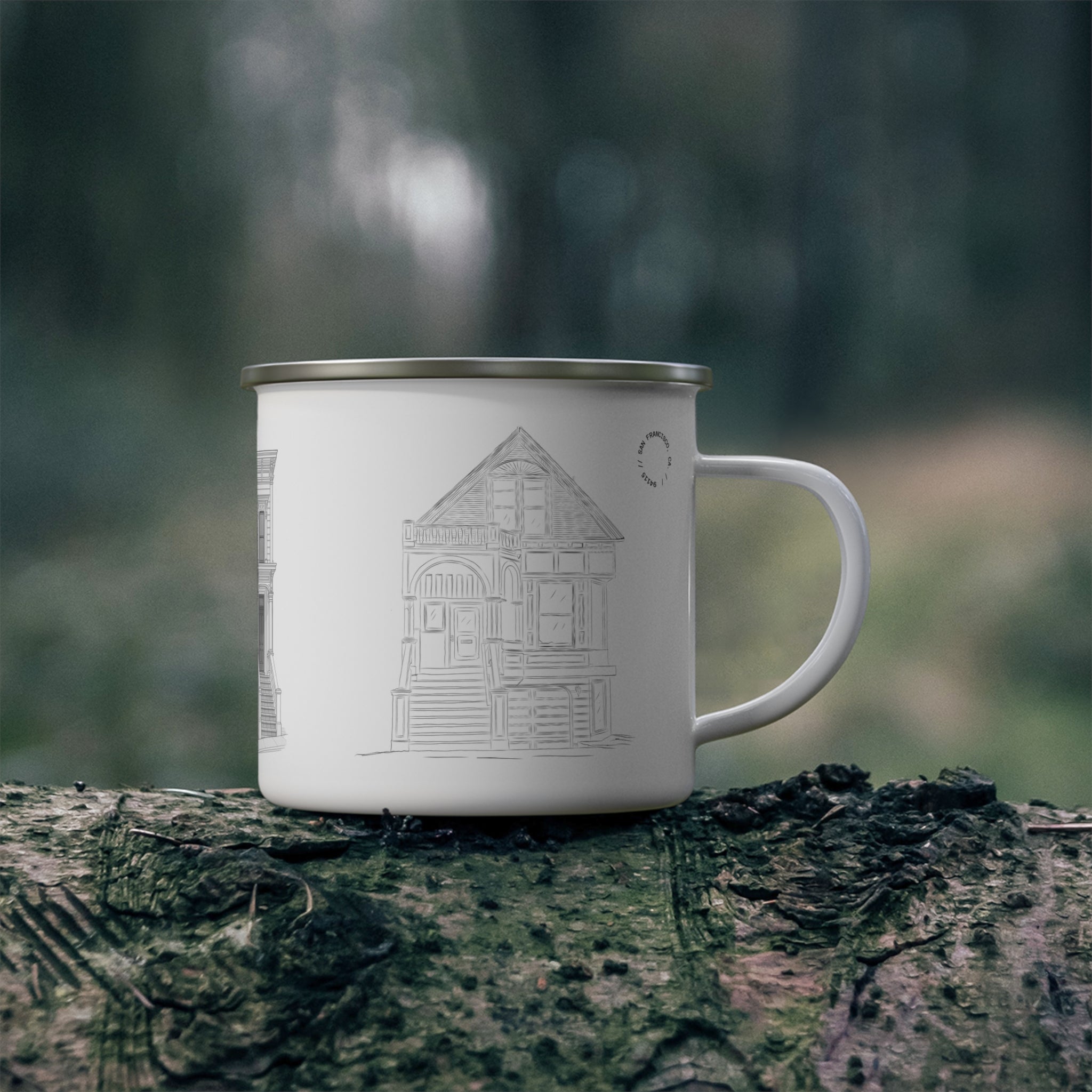 San Francisco Architecture Enamel Mug – Iconic Houses Travel Coffee Cup