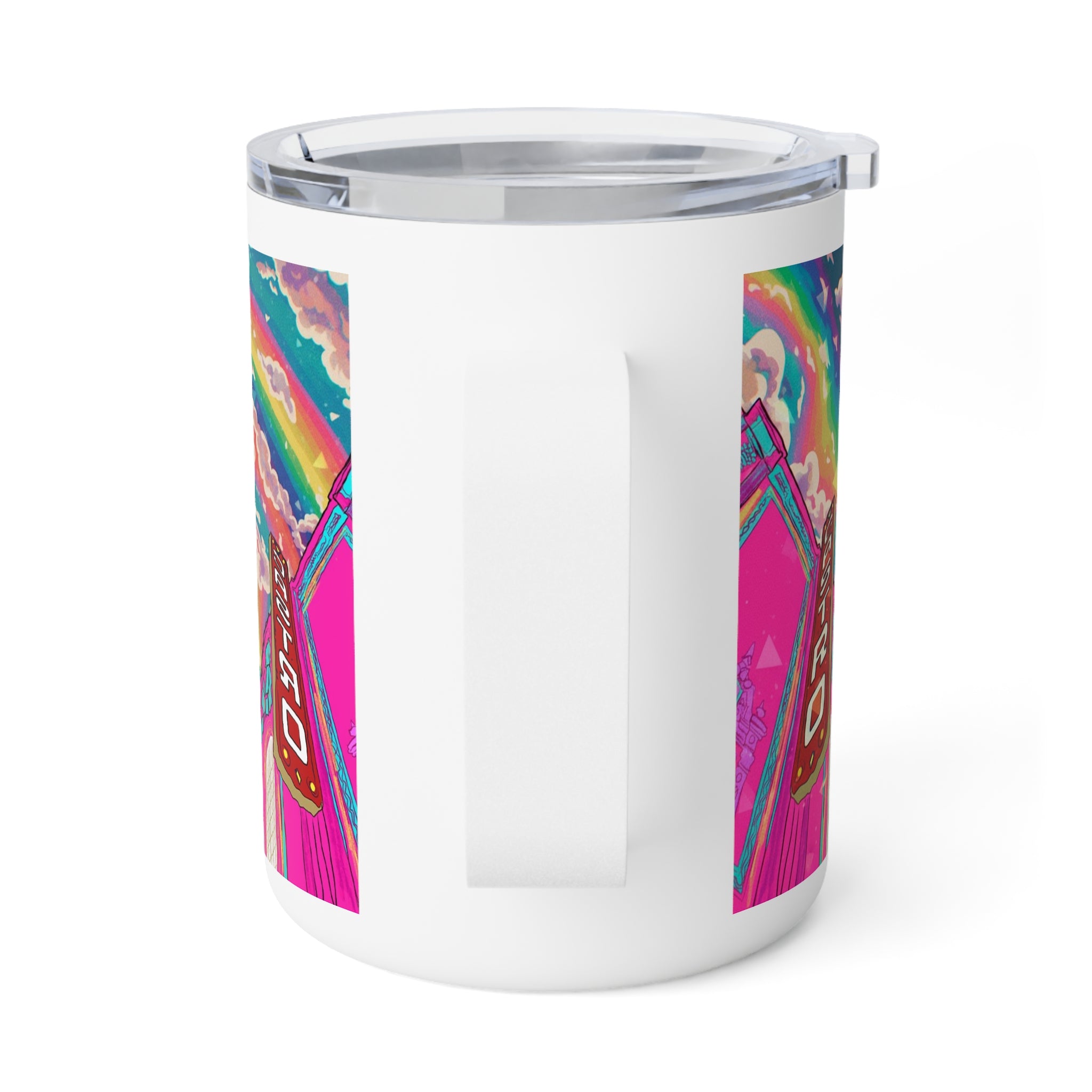 Insulated Coffee Mug 10oz – Castro Unicorn Pride Rainbow Design