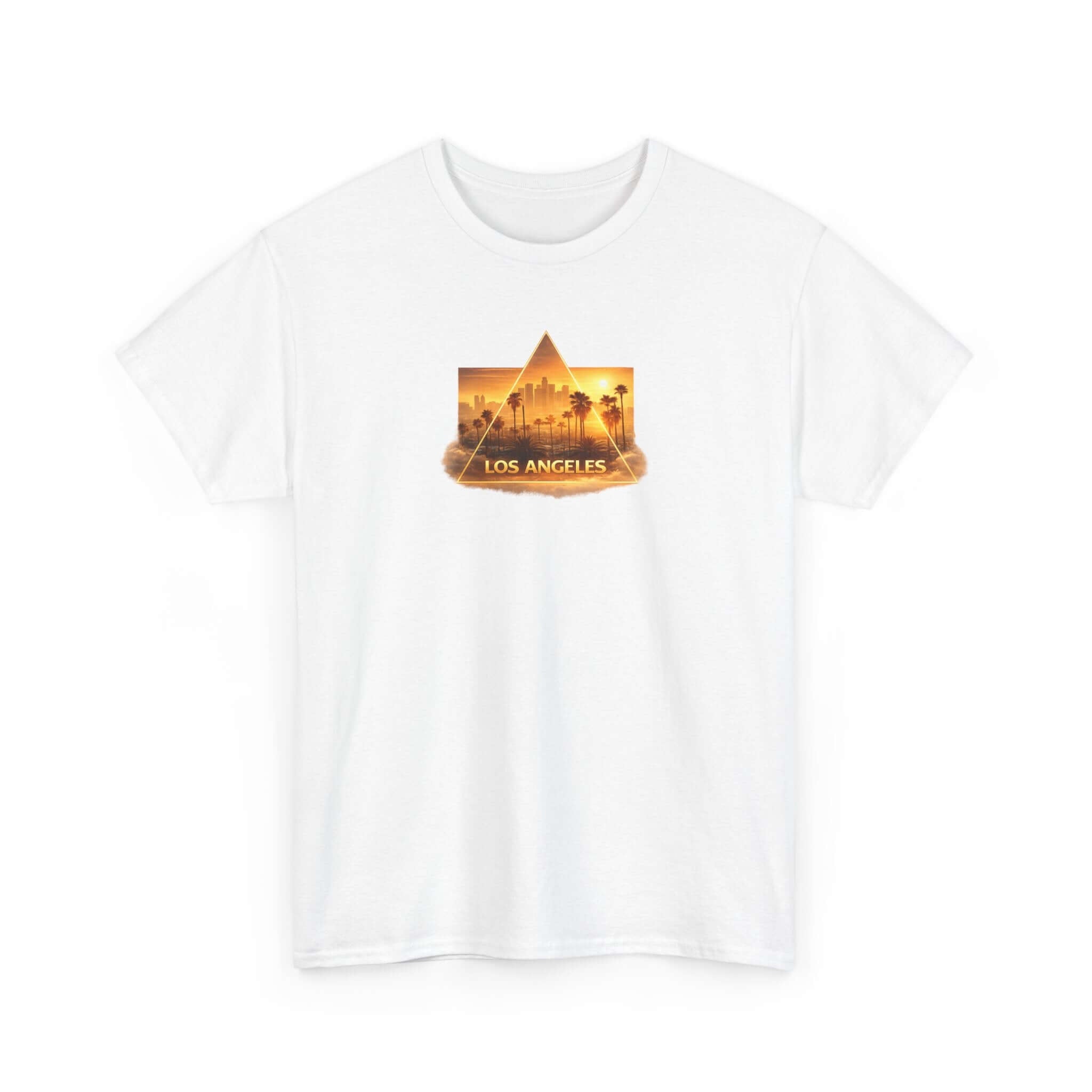 Los Angeles Sunset Palm Pyramid Tee | LA skyline palm trees