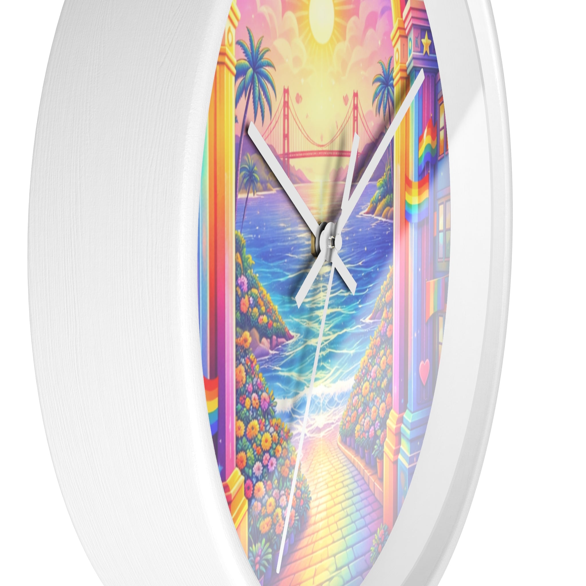 Colorful SF Rainbow Castro Wall Clock (10" x 10")