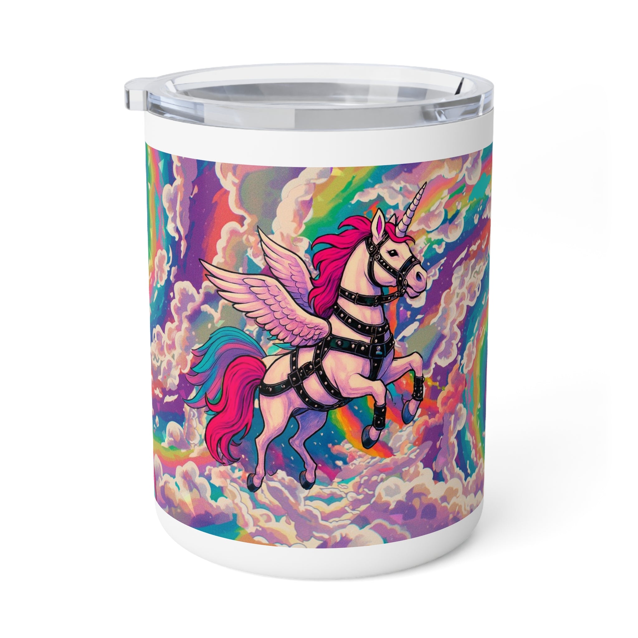 Insulated Coffee Mug 10oz – Castro Unicorn Pride Rainbow Design
