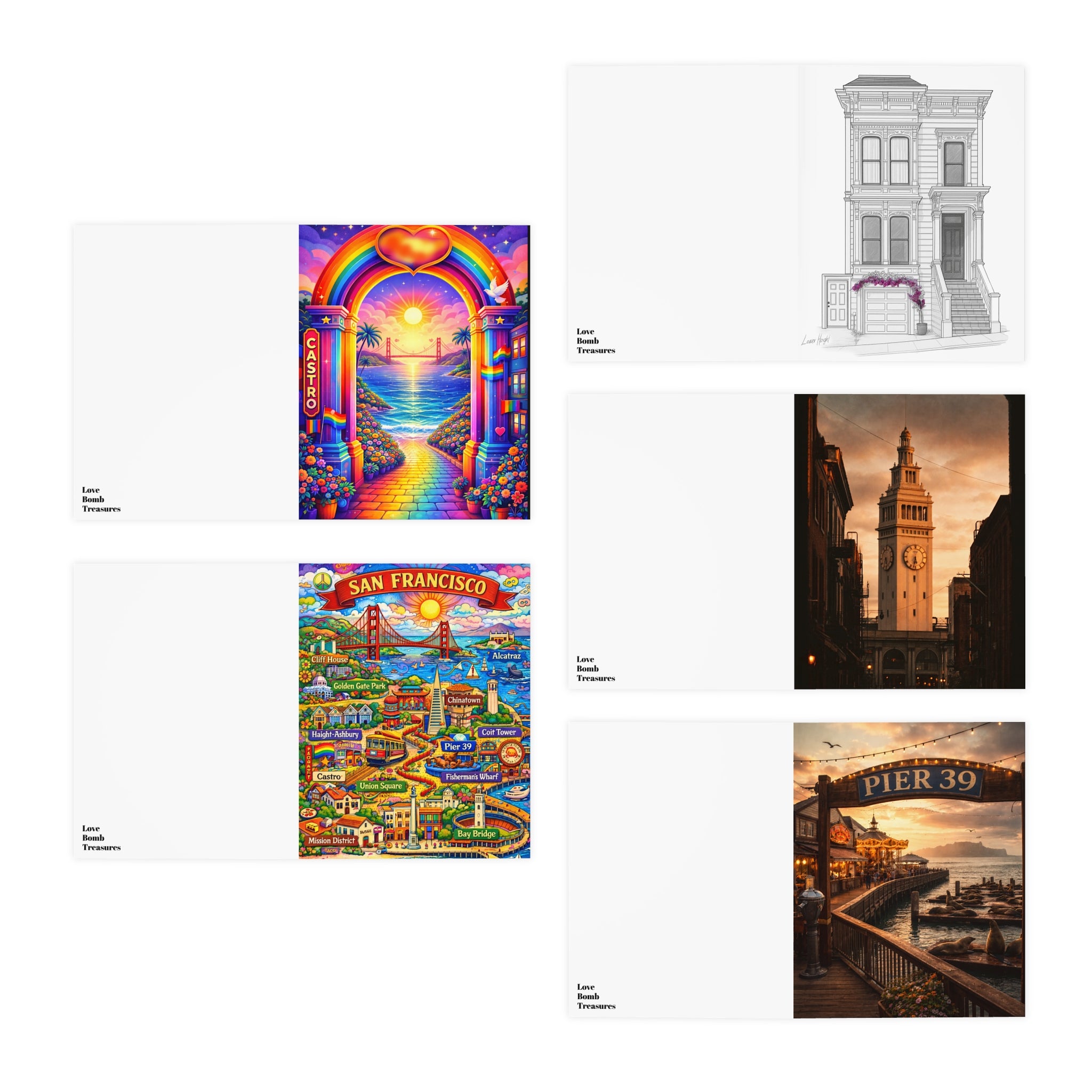 San Francisco Landmark Art Greeting Cards – 5-Pack