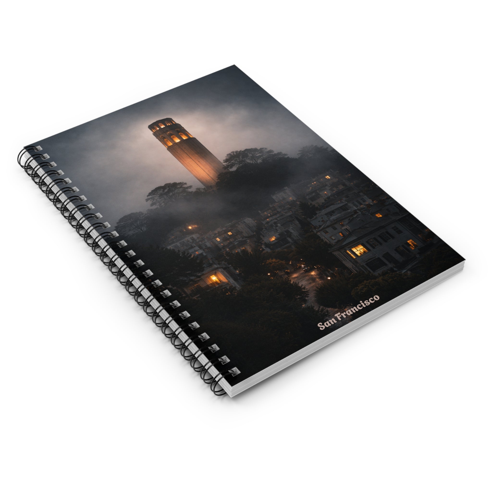 San Francisco Coit Tower at Night Spiral Notebook (6" x 8")