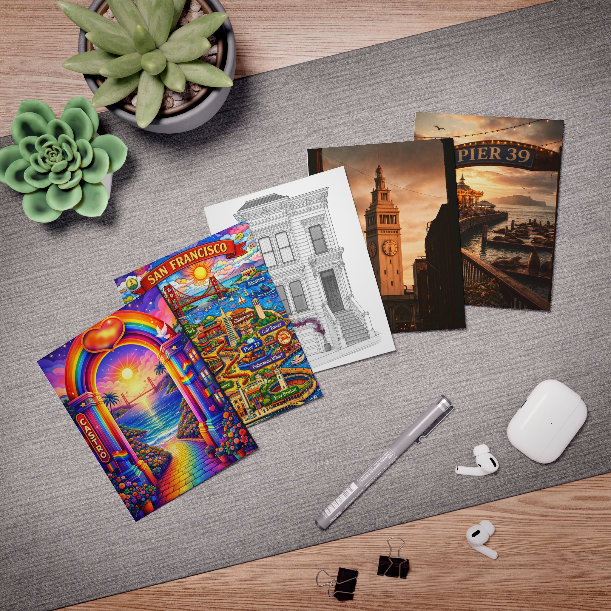 San Francisco Landmark Art Greeting Cards – 5-Pack